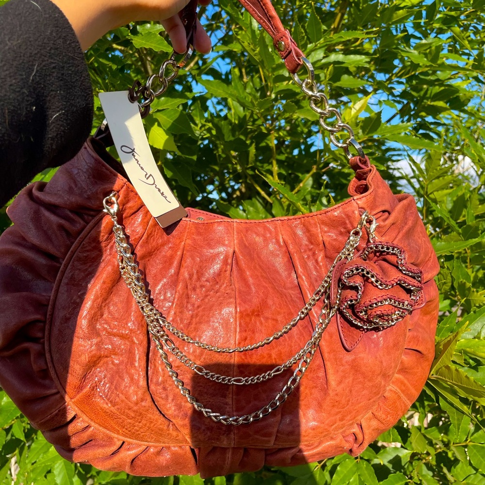 Junior Drake Leather Rose Detail Handbag, size: MED | Neiman Marcus